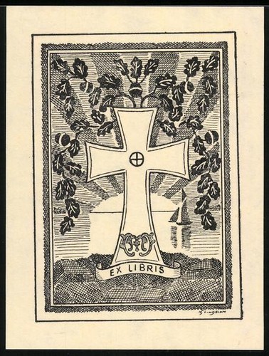 Exlibris kreuz vor dämmerung - kreuz,