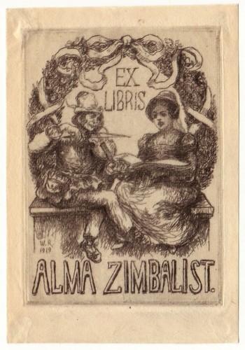 Monogrammist exlibris für - wr:,
