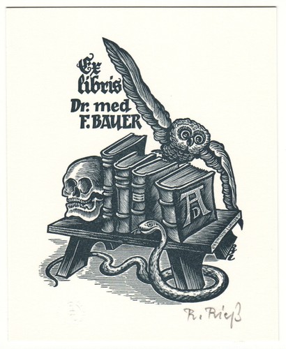 Rudolf riess exlibris - rudolf, f