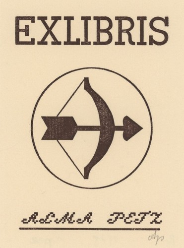 Exlibris alma petz schütze - alma,