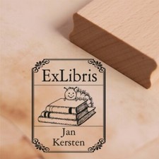 Ex Libris Stempel Bücherraupe